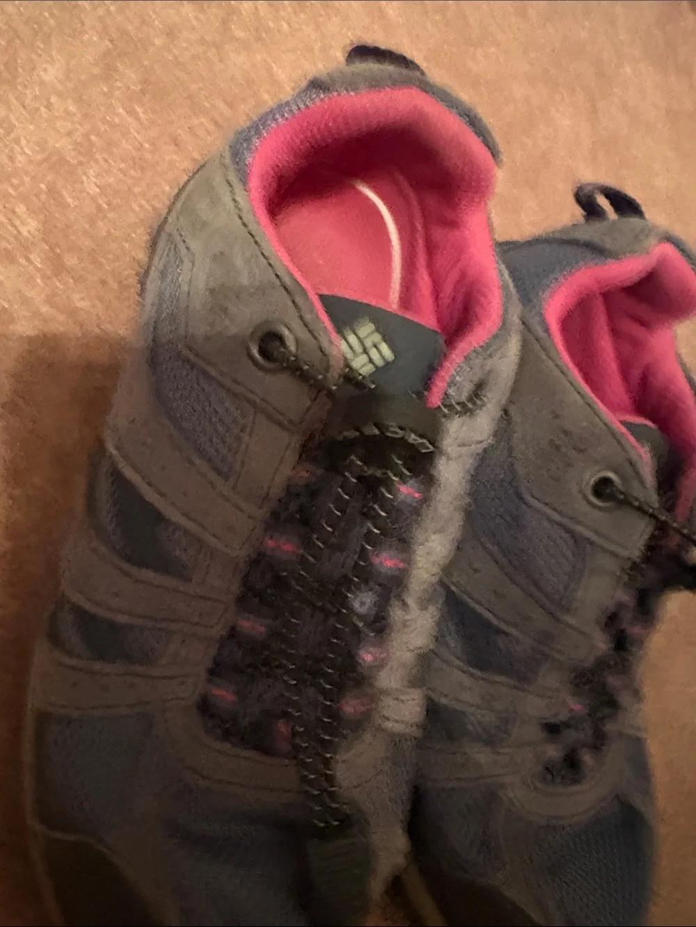 Columbia Gray and Pink Kids' Trail Sneakers